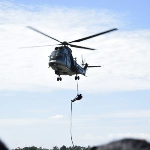 grey and black helicopter